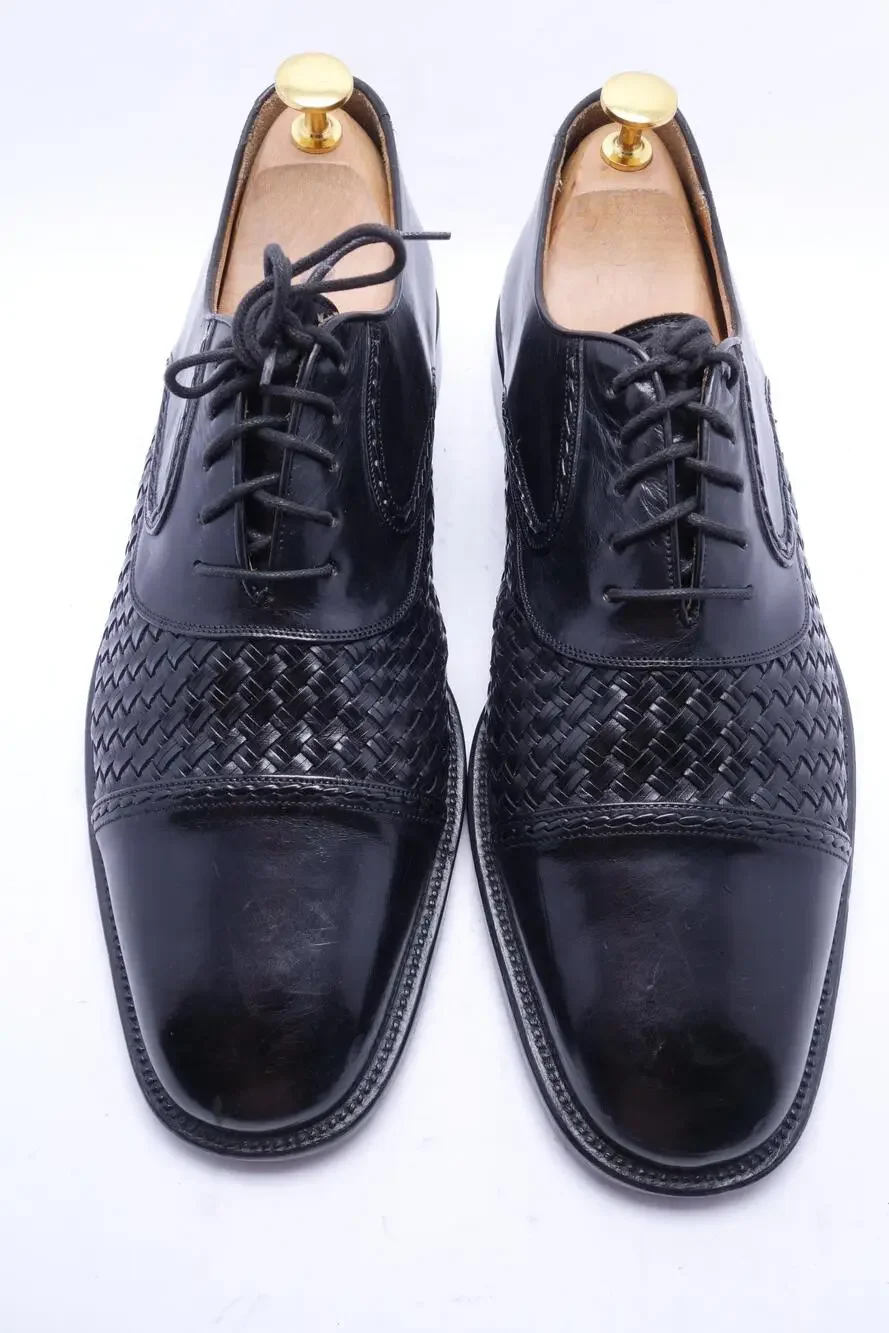 Mezlan San Juan Shoes Mens Size 10 M Black Woven Leather Cap Toe Oxford Dress